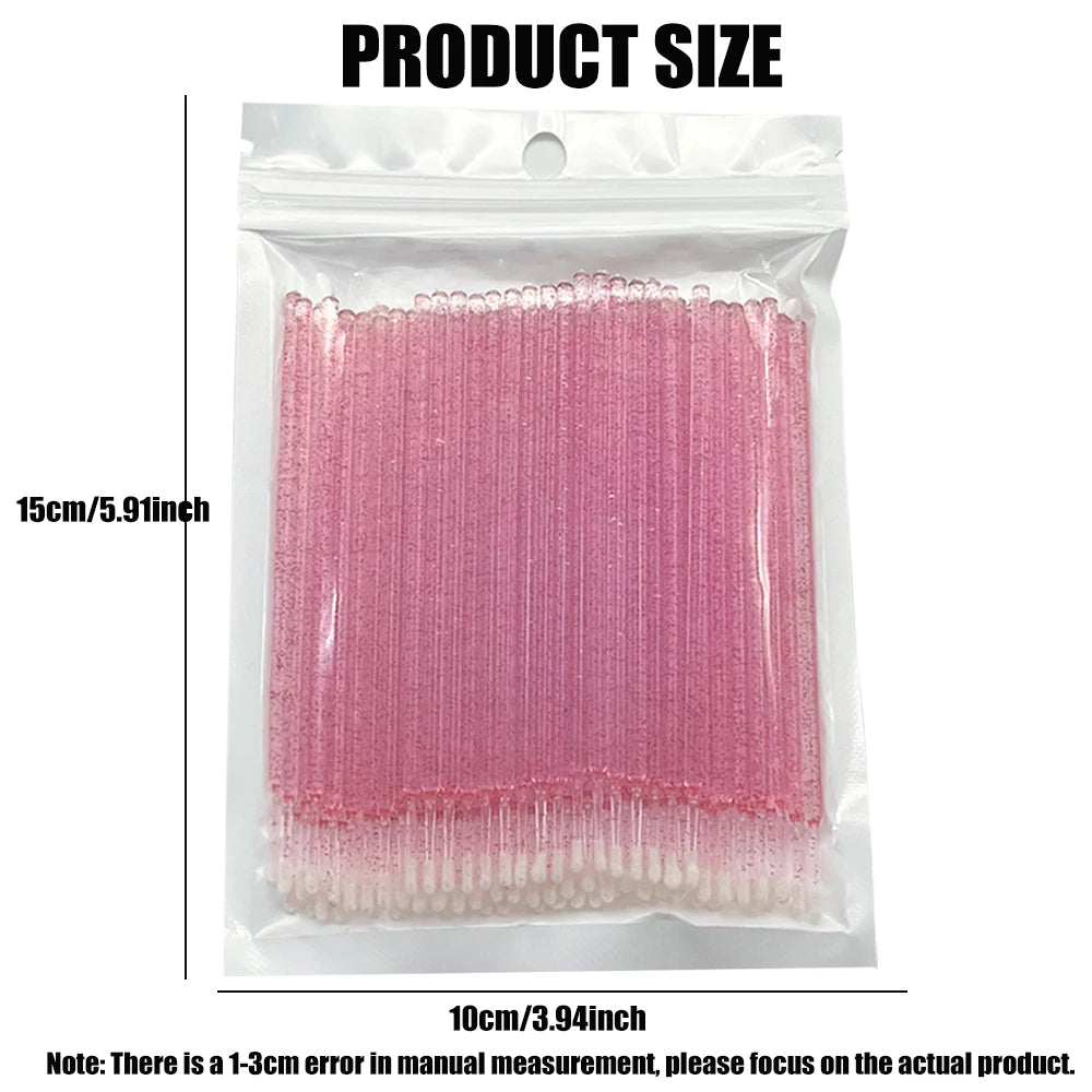 MMAlto 100pcs Eyelash Cleaning Microbrushes – Micro Cotton Swab Makeup Remover & Lash Extension Cleaning Tool | 14 Colors