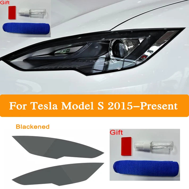 Headlight Tint Smoke Black TPU Protective Film – Compatible with Tesla Model 3, Y, S, X