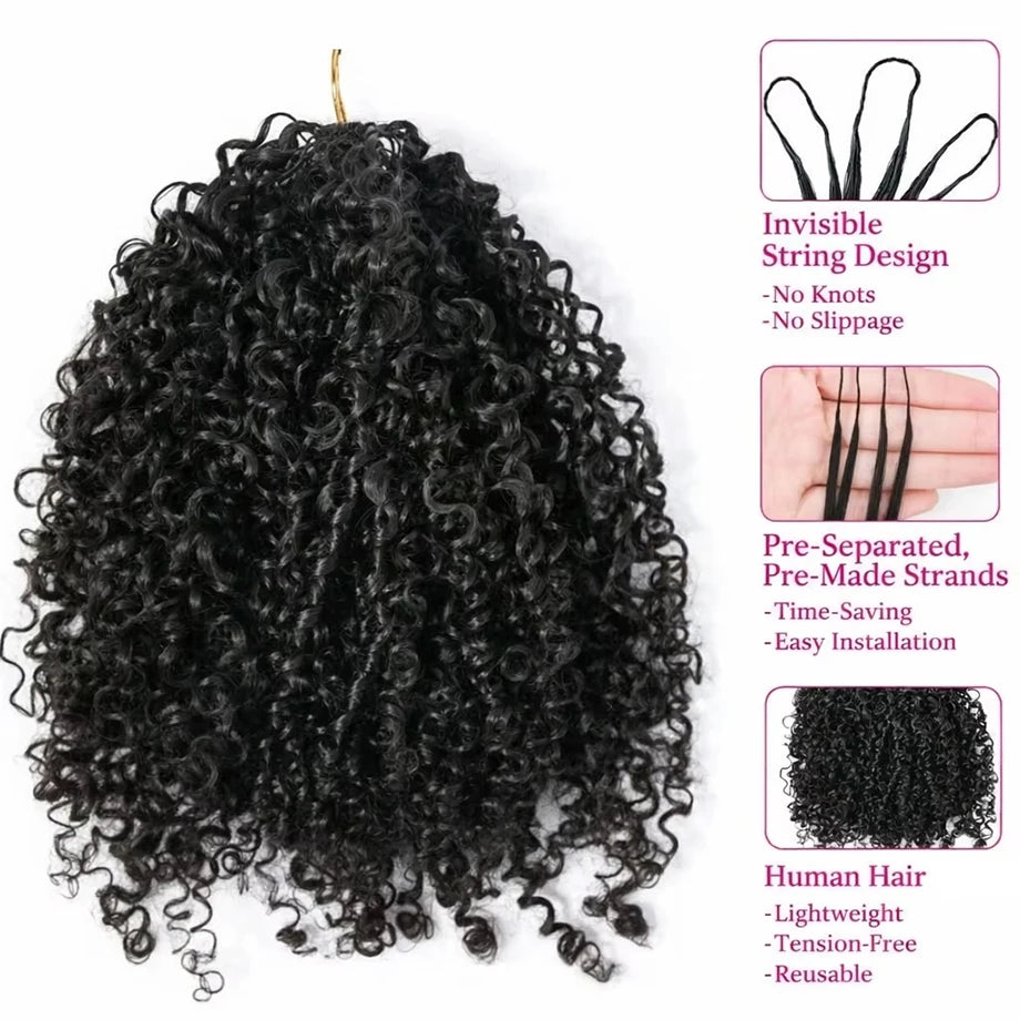 12A Small Spirals Curly Crochet Human Hair Extensions Deep Pixie Curls Braiding Hair Pre Separated Knotless Miracle Knot Braids