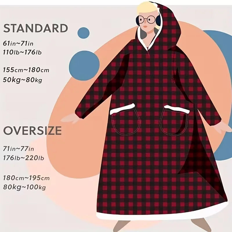Extra Long Flannel Blanket Hoodie with Sleeves - Giant Wearable Blanket - photo 3