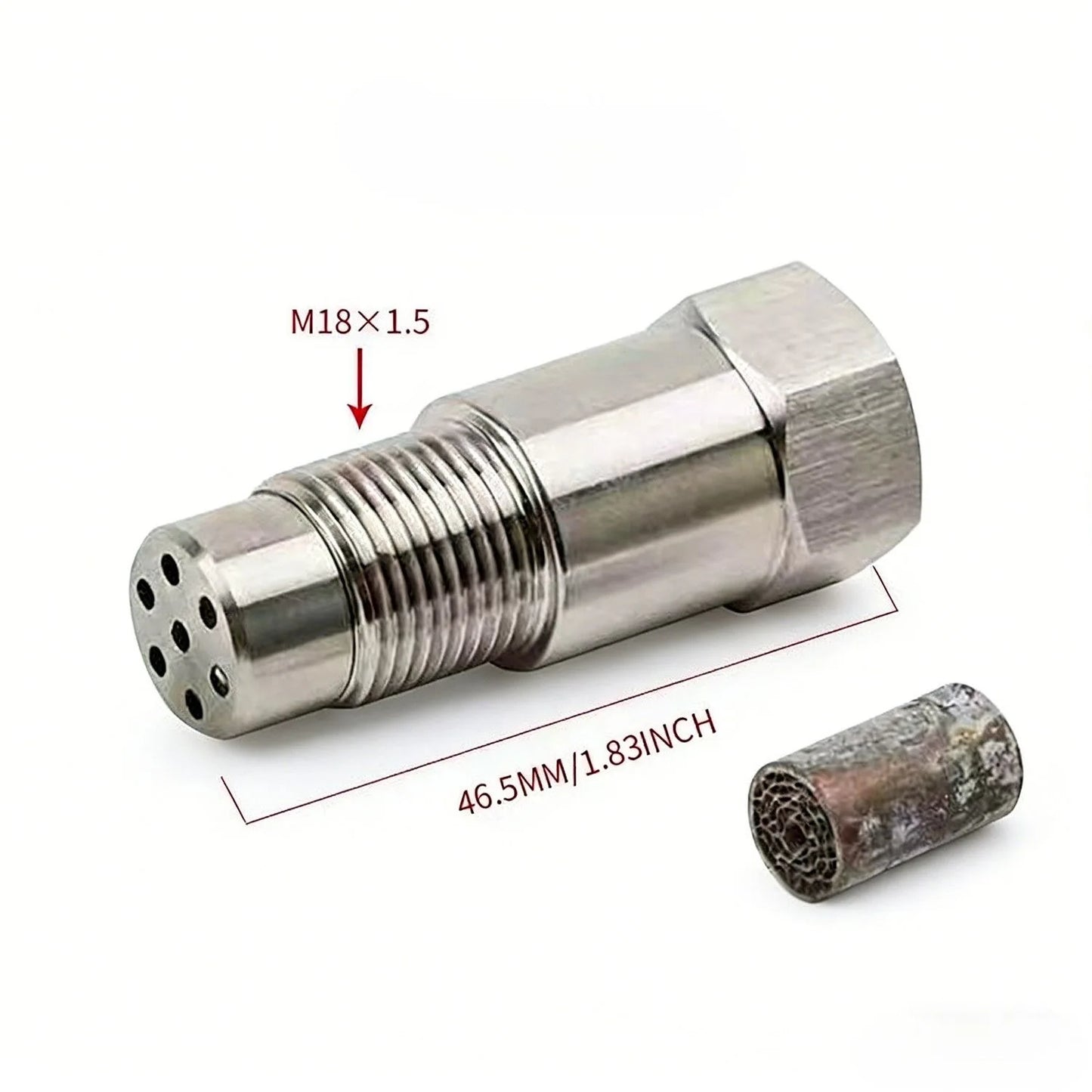 M18x1.5 Lambda Sensor Adapter, Stainless Steel Oxygen Sensor Spacer with Mini Catalytic Converter, Universal Exhaust Fitting