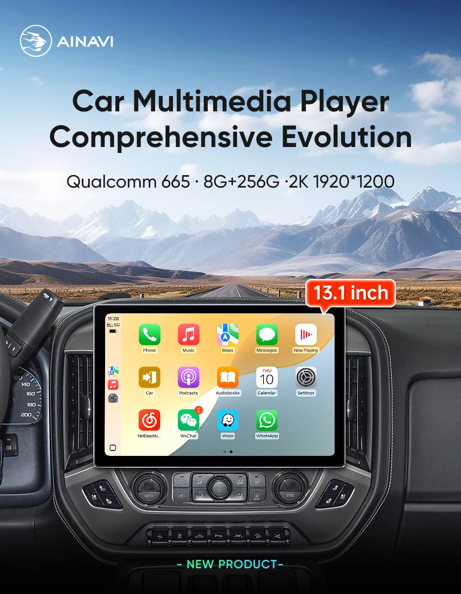 Ainavi 13.1 Inch For Chevrolet Silverado 2014 2015 2016 2017 2018 Car Radio Carplay Android Auto Multimedia Player 4G 2Din HDMI