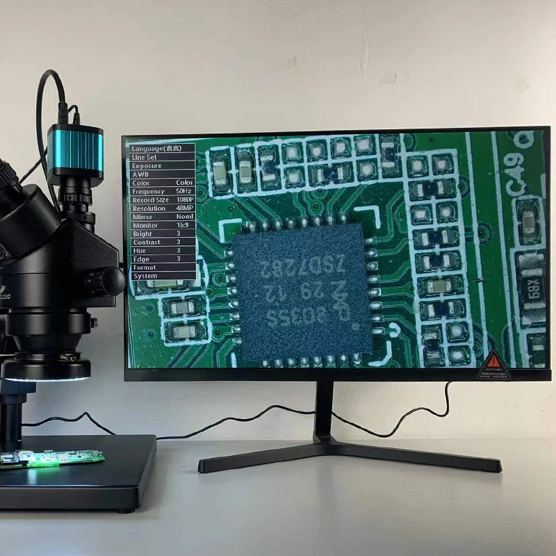 Trinocular Stereo Microscope — 3.5X–90X, 48MP 4K HDMI Camera