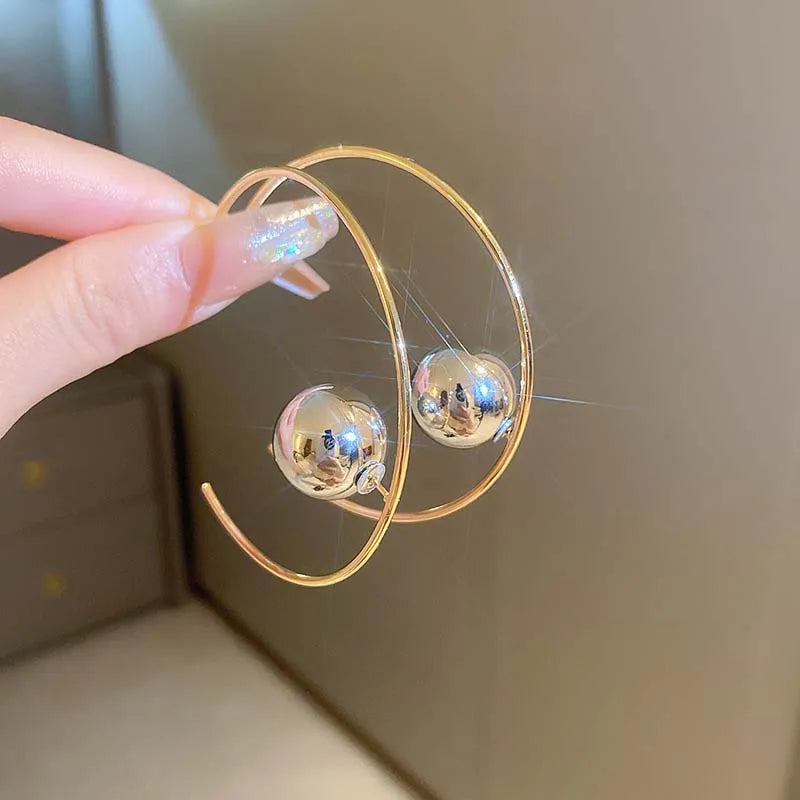 Big Circle Hoop Earrings — Gold Tone C-Shaped Statement Hoops