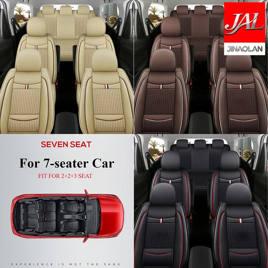 7-Seater Ice Silk & PU Leather Car Seat Cover Set for MPV