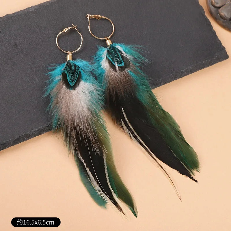 Unique Exaggerate Feather Earrings Creative Feathers Long Earrings Trendy Boho Big Earrings Jewelry Wholesale Custom Packaging