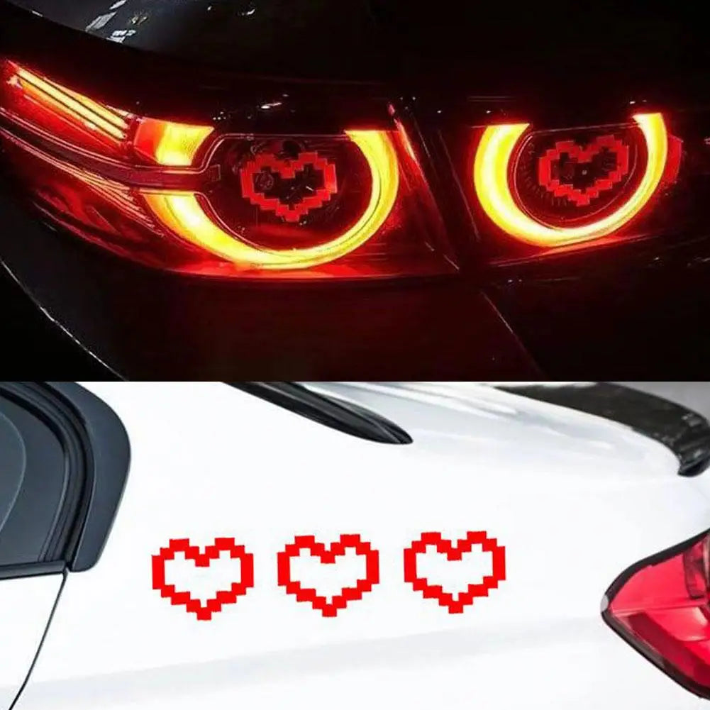 Pixel Heart Car Sticker - 6-Bit Love Decal for Window Headlight Taillight, Waterproof Vinyl Decoration to Personalize Your Car