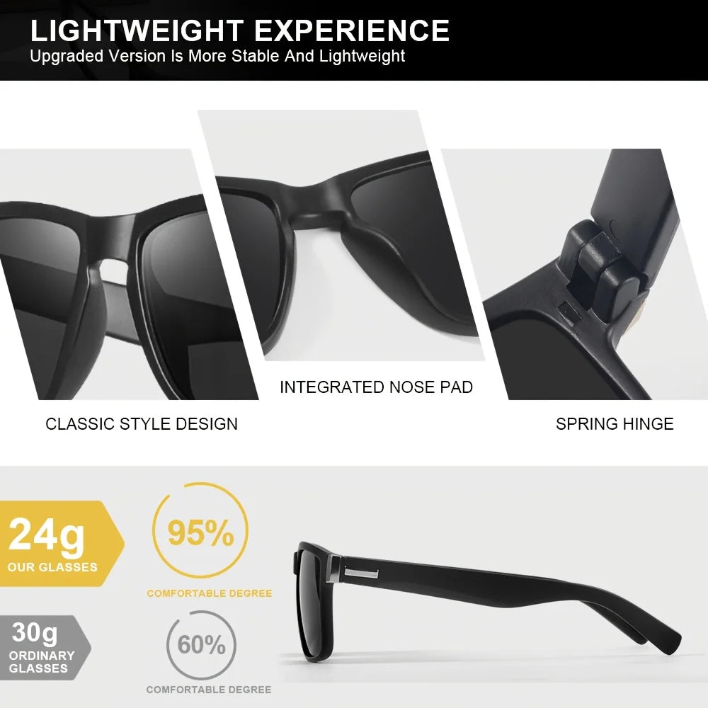 Unisex Square Polarized Sunglasses — Vintage UV400 Shades