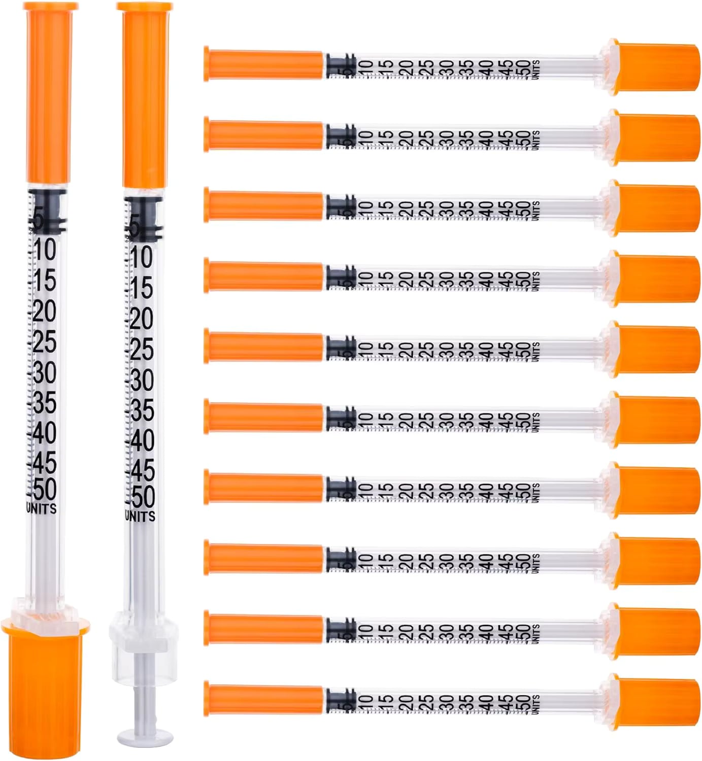 45-Pack of 0.5/1ml Disposable Veterinary Syringes with Needles for Pets and Farm Animals