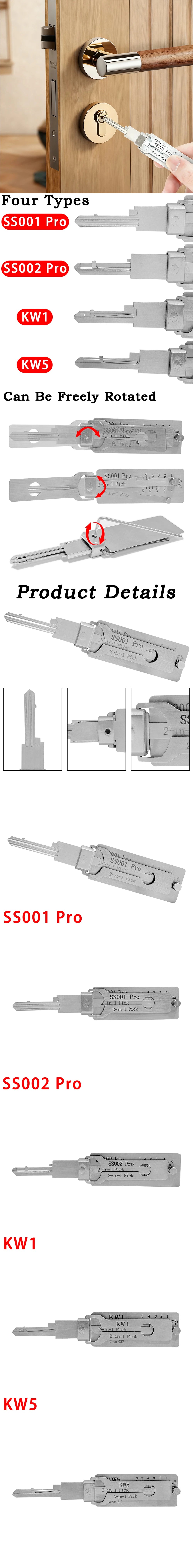 SS001Pro SS002Pro Decoder Portable Key 2-in-1 Stainles Steel Key SS001Pro Locksmith Tools Key SS002Pro Straight Slot Key Decoder