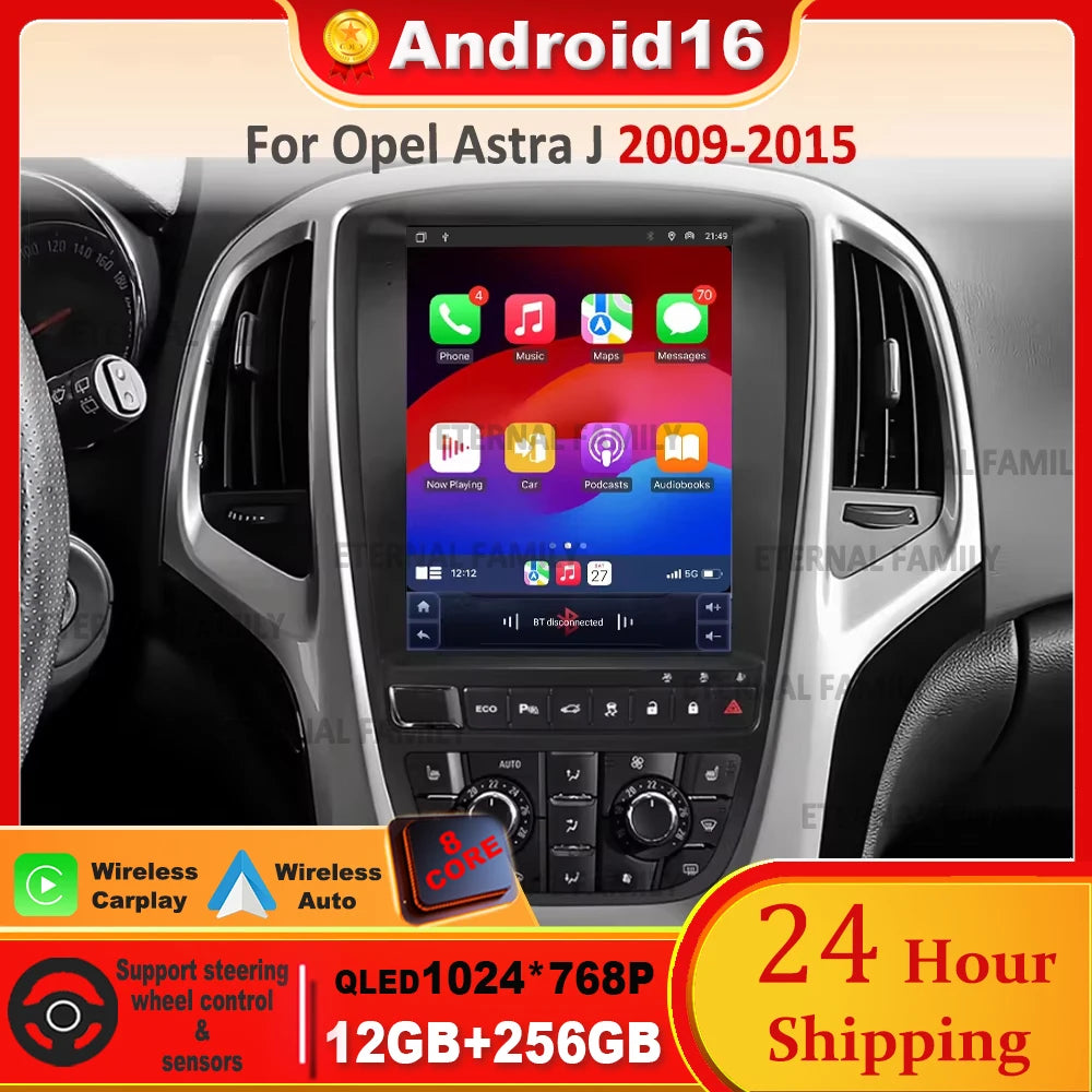 9.7 inch For Opel Astra J 2009-2015 Android 16 Car Radio Multimedia Video Player GPS Tesla Model wireless android Auto WIFI 4G