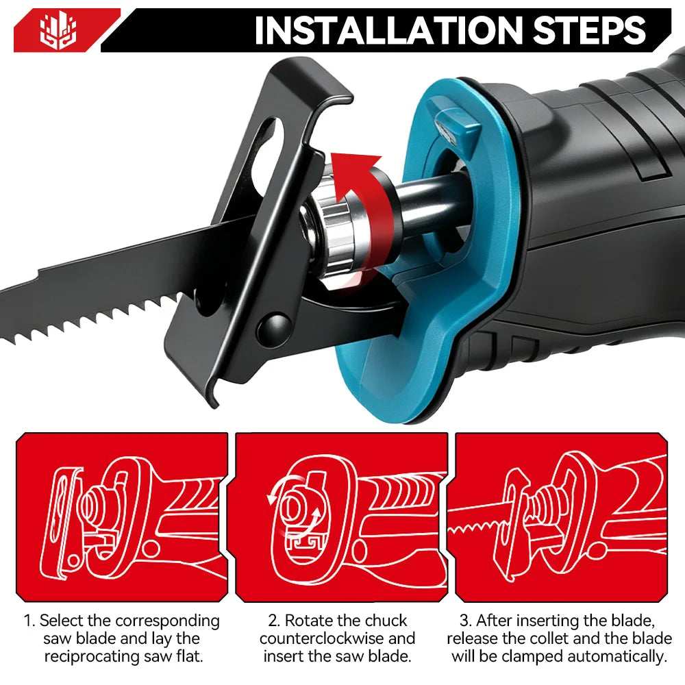 ONEVAN 3000W Cordless Reciprocating Saw Adjustable Speed Chainsaw Wood Metal Pipe Cutting Electric Saw For Makita Battery Pin