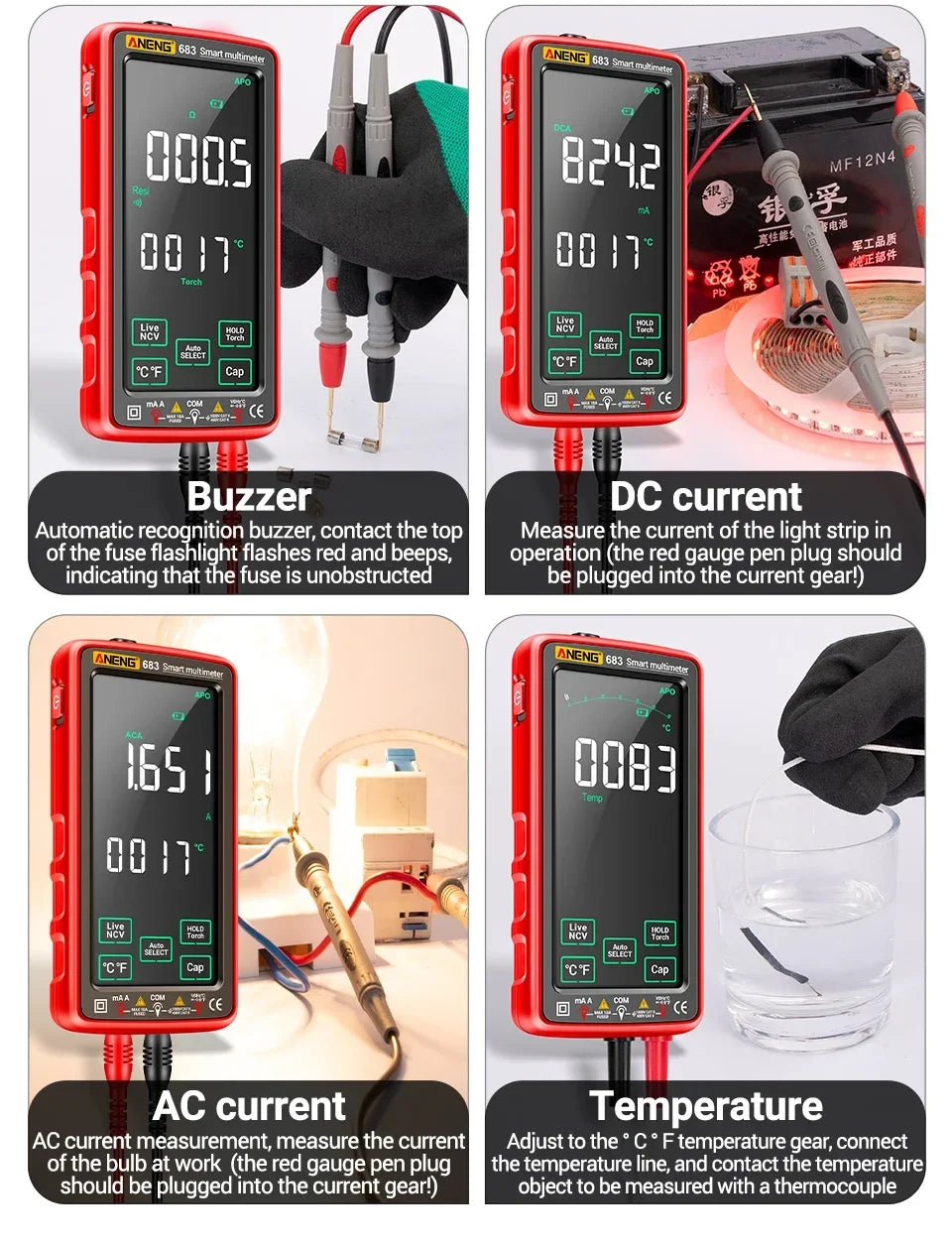 ANENG 683 Smart Multimeter Tester High-end Touch Rechargeable 6000 Counts Multimetro Test Multitester AC/DC Voltage Current Tool