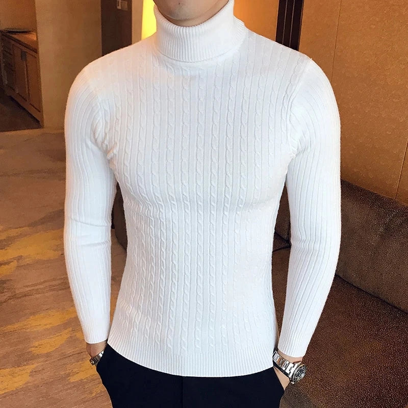 Men's Turtleneck Sweater, Slim Knit Pullover