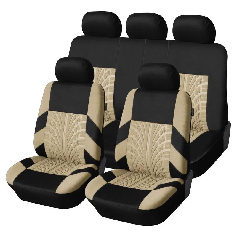 Universal Car Seat Covers 5 Pc Set with Tire Track Detail