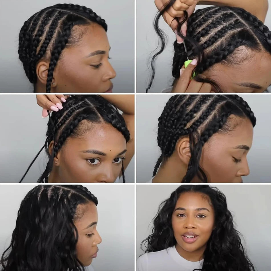 Deep Wave Crochet Human Hair Bundles Boho Braid Hair 100% Remy Pre-Separated Feather Invisible Crochet Hair Extensions For Women