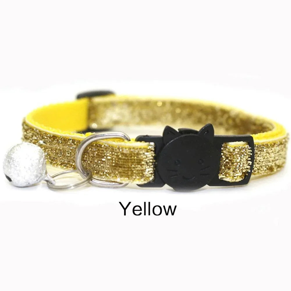 Glitter Velvet Cat Collar with Bell - Cat Face Safety Buckle – photo 7