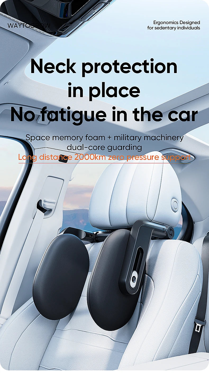 360° Adjustable Memory Foam Car Headrest Pillow Ice-silk Fabric Kids Adult Car Travel Head Neck Support Relieve Fatigue