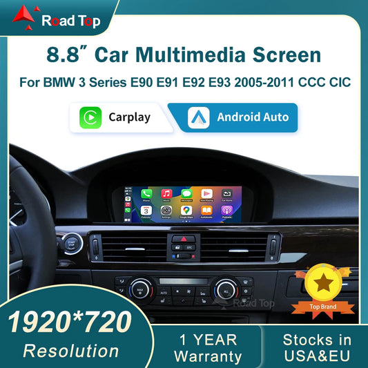 8.8" Wireless CarPlay & Android Auto Display Screen, Compatible with BMW 3 & 5 Series E60-E93
