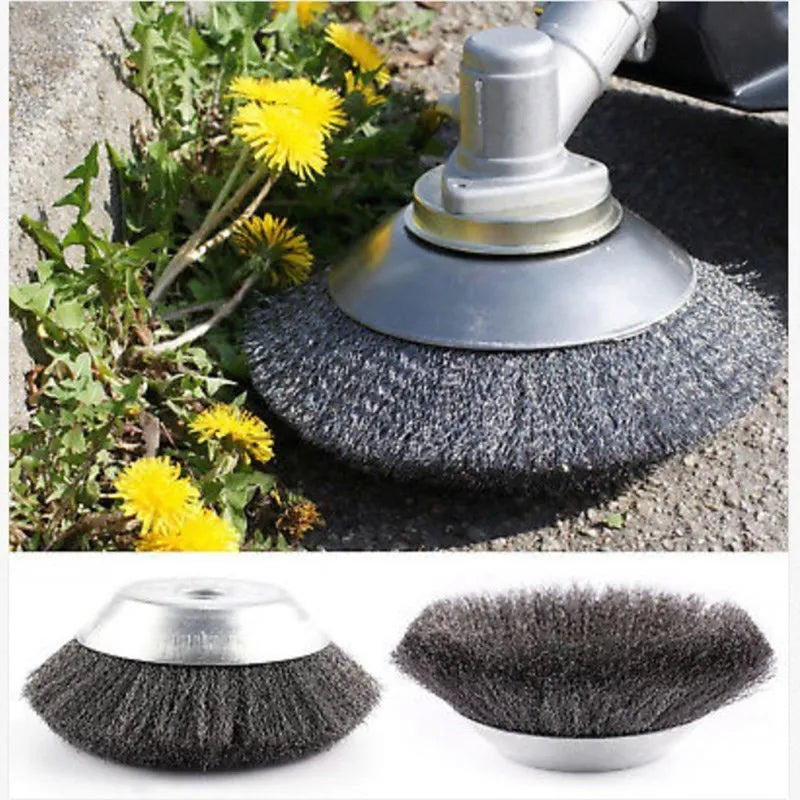 Steel Wire Brush Cutter Trimmer Head – 150/200mm Weed Cutter Attachment for String Trimmers