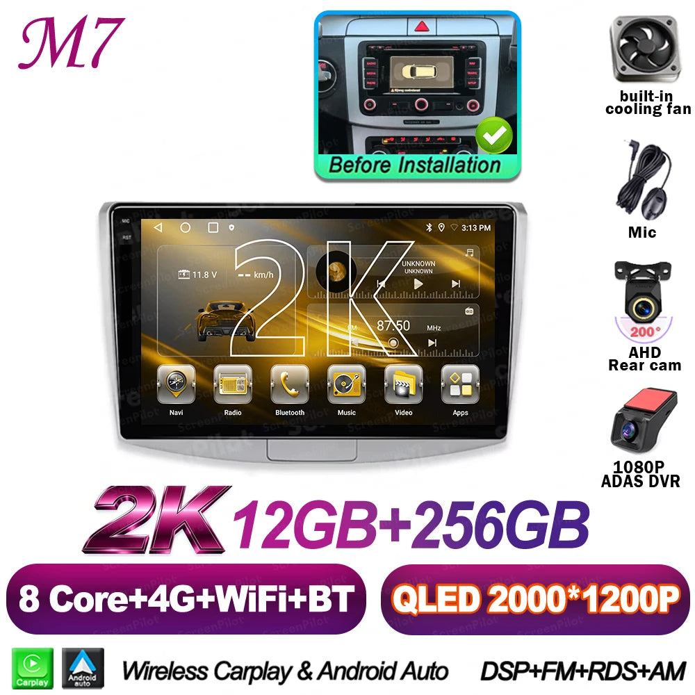 For Volkswagen VW Passat B6 B7 B8 CC 2007- 2021 Android 16 Multimedia Video Player Carplay Intelligent System Wifi 4G 8 Core
