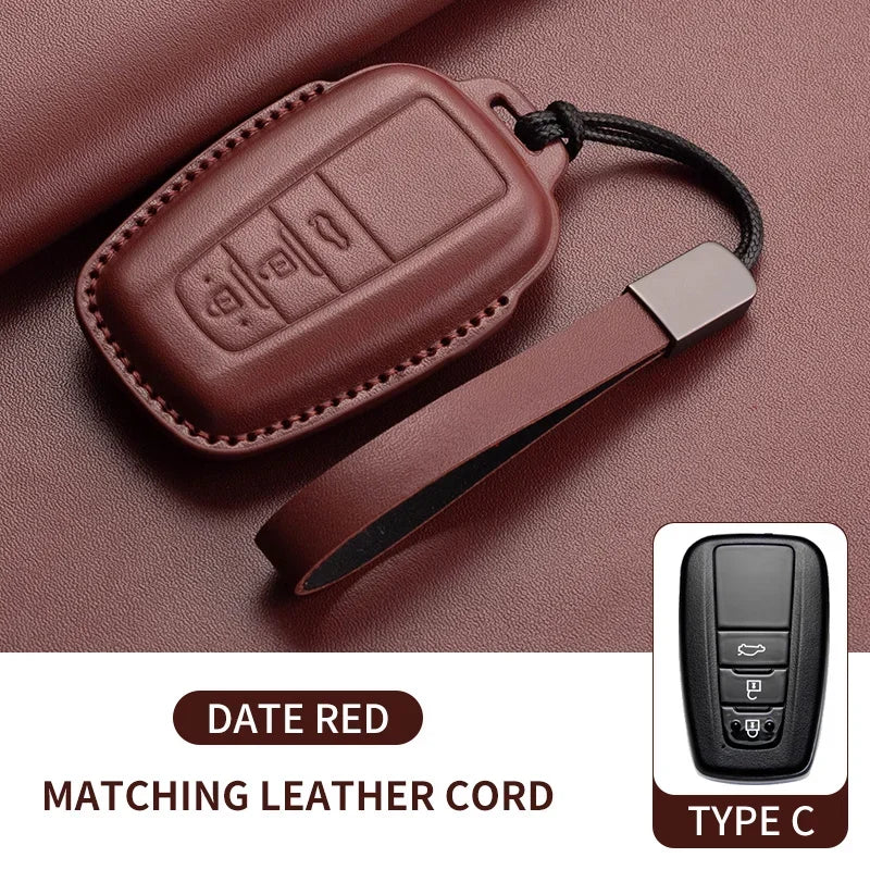 New Leather Car Remote Key Case Cover Shell For Toyota Prius Camry Corolla Avalon CHR RAV4 Land Cruiser Prado Keyless Key Fob