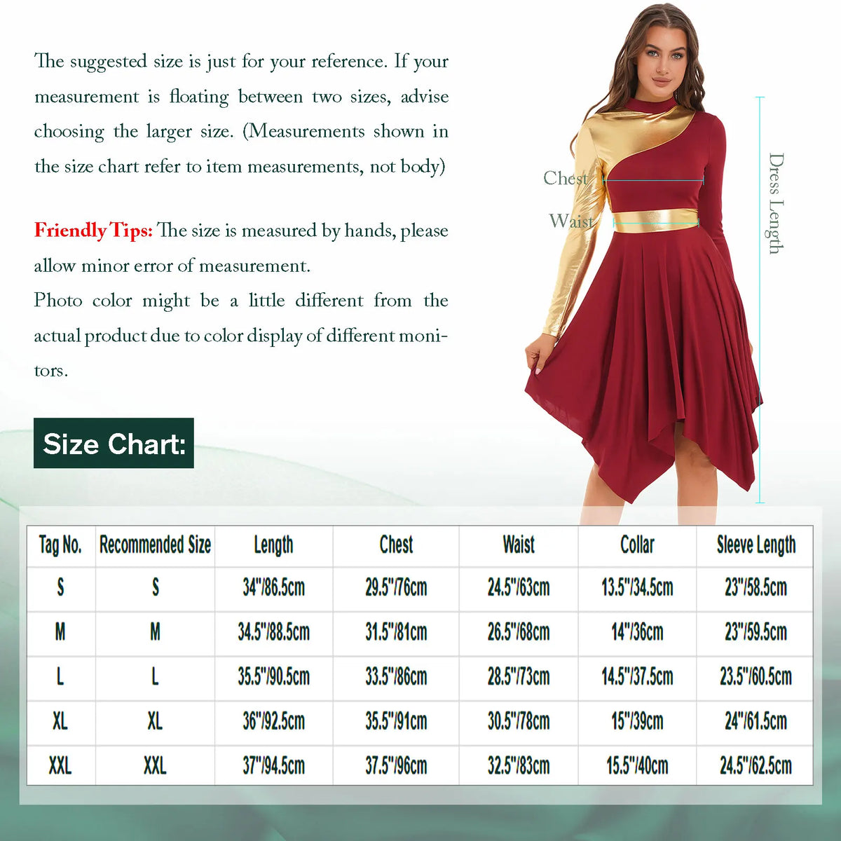 Women's long-sleeve lyrical ballet leotard dress