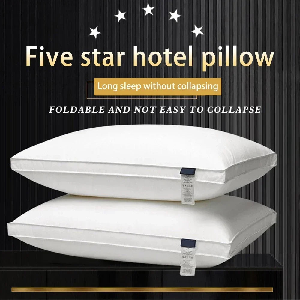 5 Star Hotel Pillow – 100% Cotton 500TC Microfiber Ergonomic Neck Support Pillow for Adults