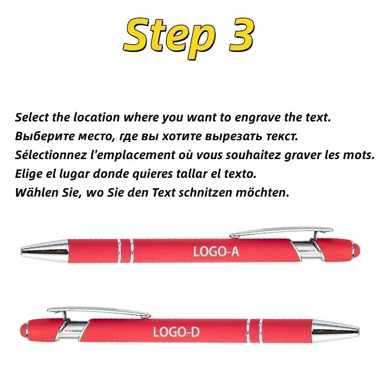 20-200 Pcs Custom Logo Metal Ballpoint Pen Text Engraving Touch Screen Advertising Pen Office School Private Customization Gift