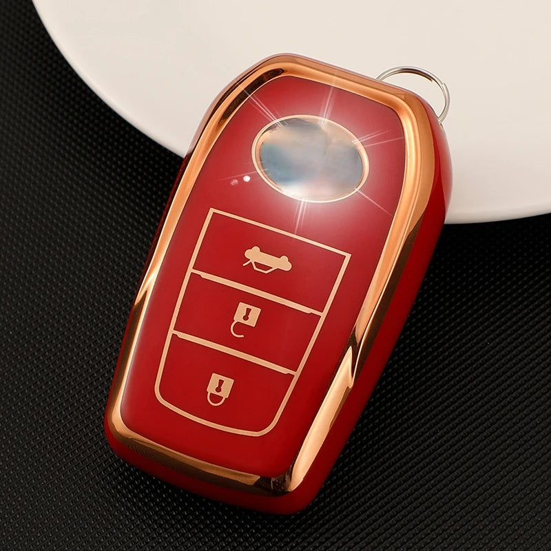 TPU Gold Edge Key Case Cover for Toyota Chr Rav4 Auris Avensis Prius Aygo Camry Corolla Land Cruiser 200 Prado Crown Shell Fob