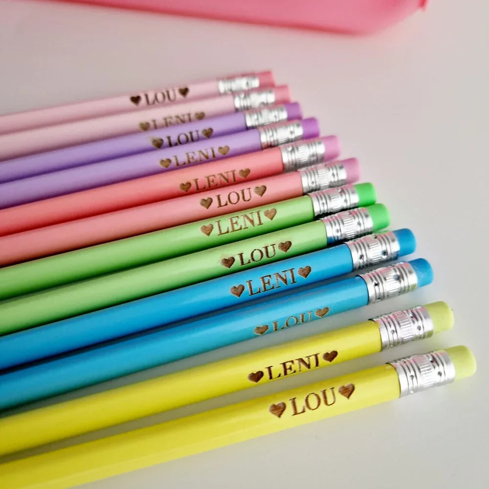 10 pcs Personalised name laser custom engraved pencils case case back to school for party home decoration supplies favors funny
