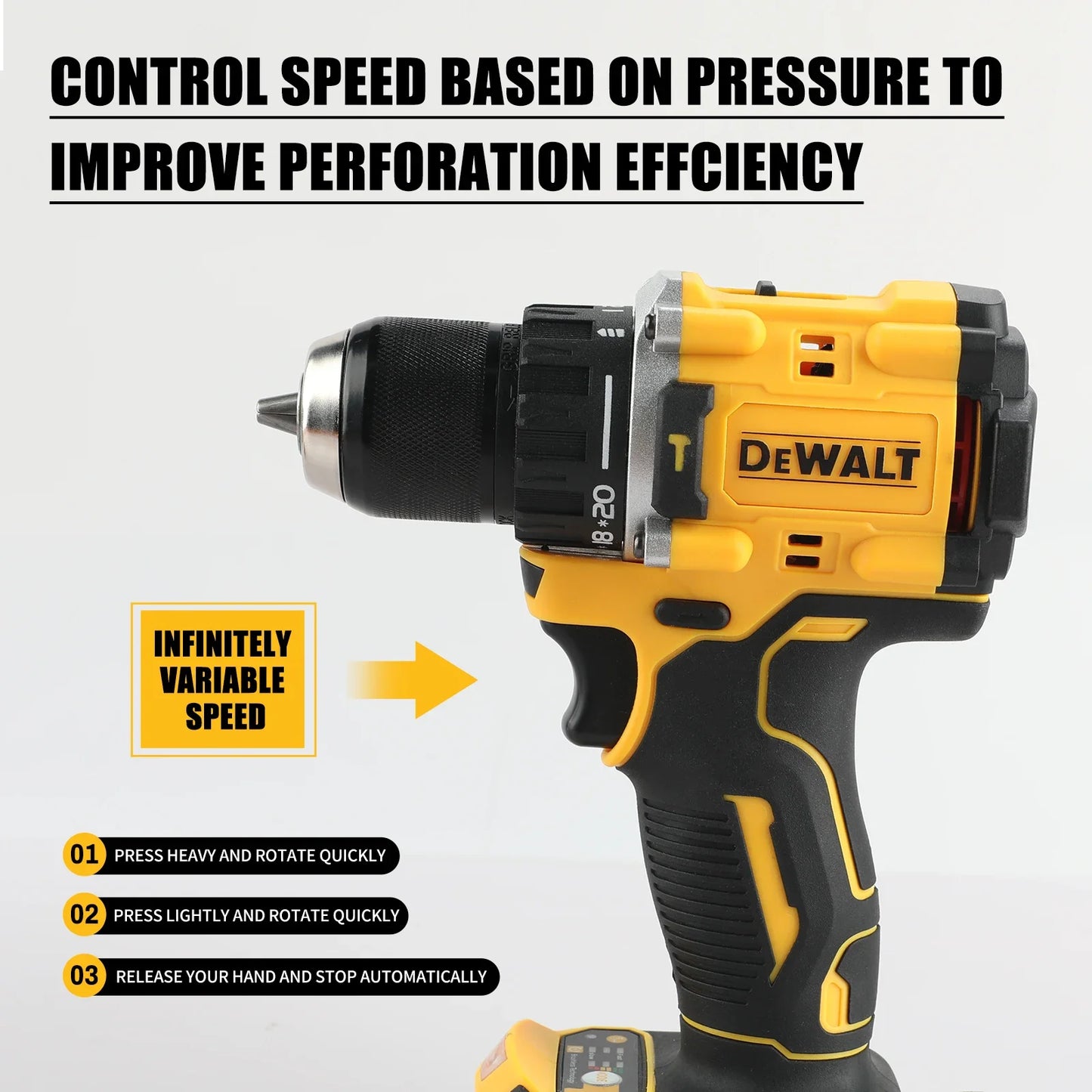 DEWALT DCD805 Cordless Impact Drill Brushless Professional Car Maintenance & Household Repair Durable Tool Only