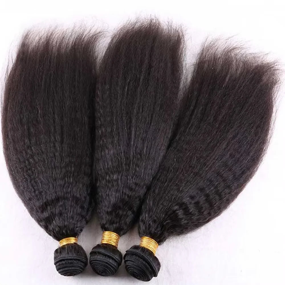 Kinky Straight Peruvian Raw Virgin Human Hair Bundles Weave Sew In Bundle Remy Hair Extension 3 4 Bundles Coarse Yaki 28 30 inch