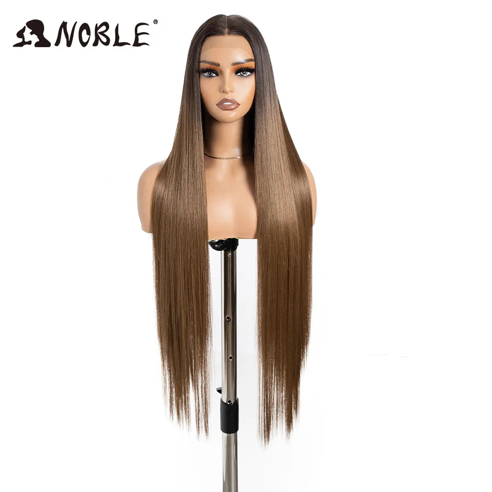 Noble Synthetic Lace Front Wig Cosplay 38 Inch 13X4X1 Straight Lace Front Wigs For Women Blonde Wigs High Density Lace Wig