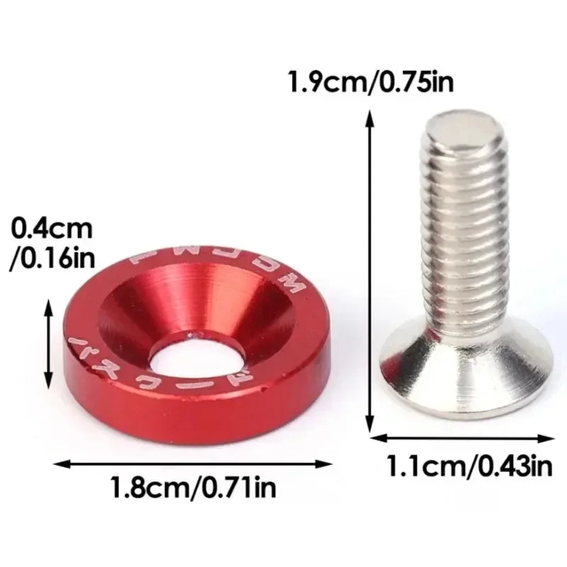 M6 Bolt Set JDM Fender Washers Bumper Engine Car Modification Gasket Screw Fender Aluminum Concave Screws Hex Fastener for Honda