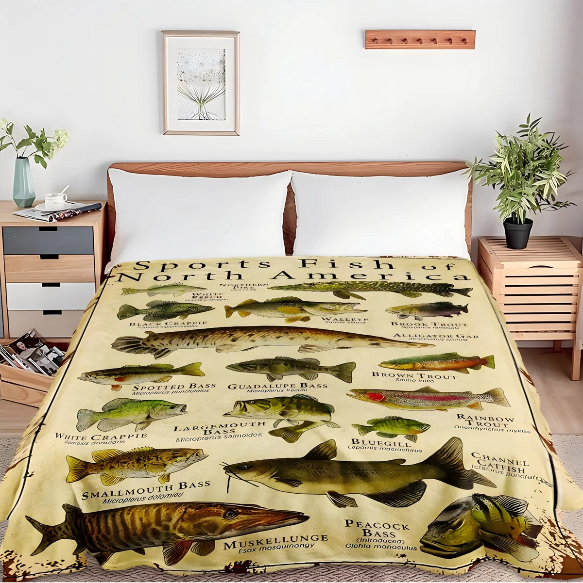 Fish Pattern Flannel Throw Blanket