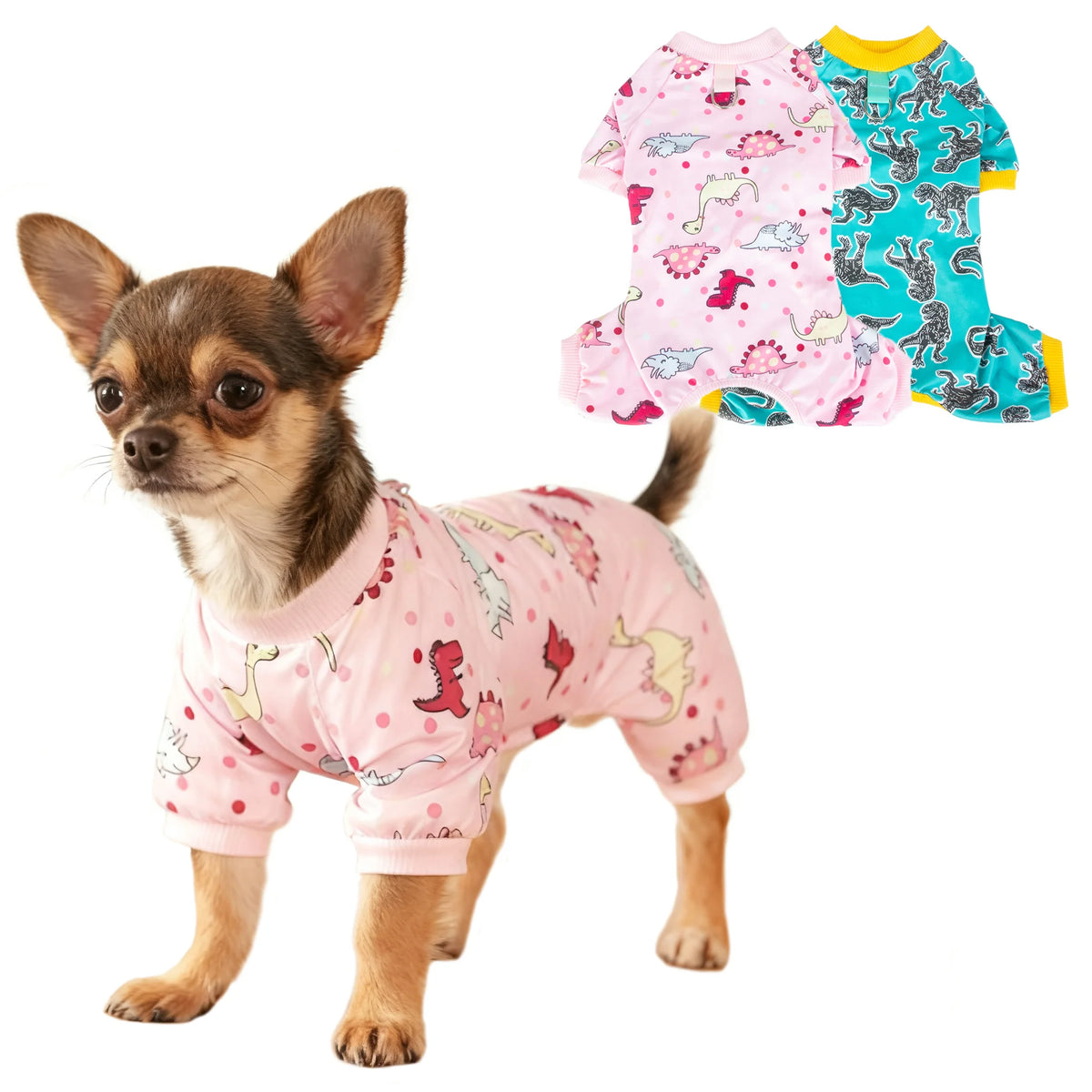 Dinosaur Dog Pajamas - Onesie with Sleeves for Small Dogs