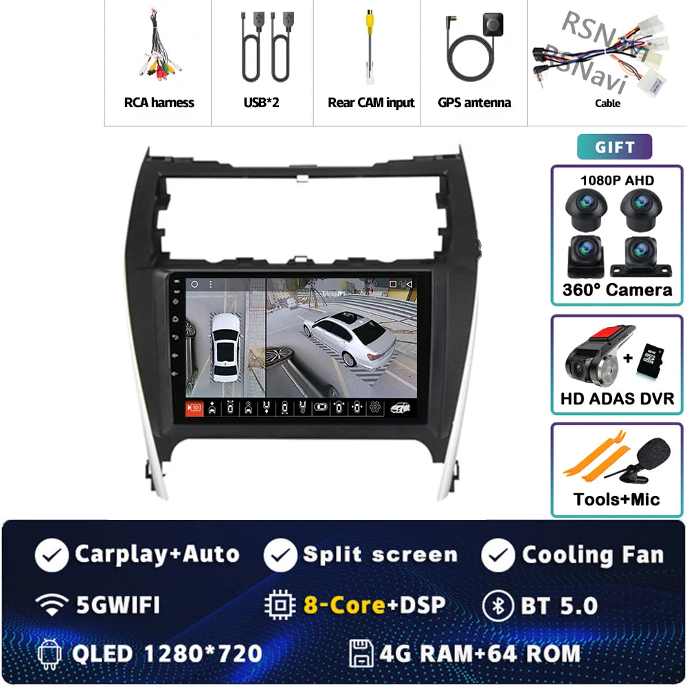 Android 16 For Toyota Camry US 2012 - 2014 2K QLED Android Car Radio Multimedia Video Player GPS Stereo CarPlay 4G Head Unit
