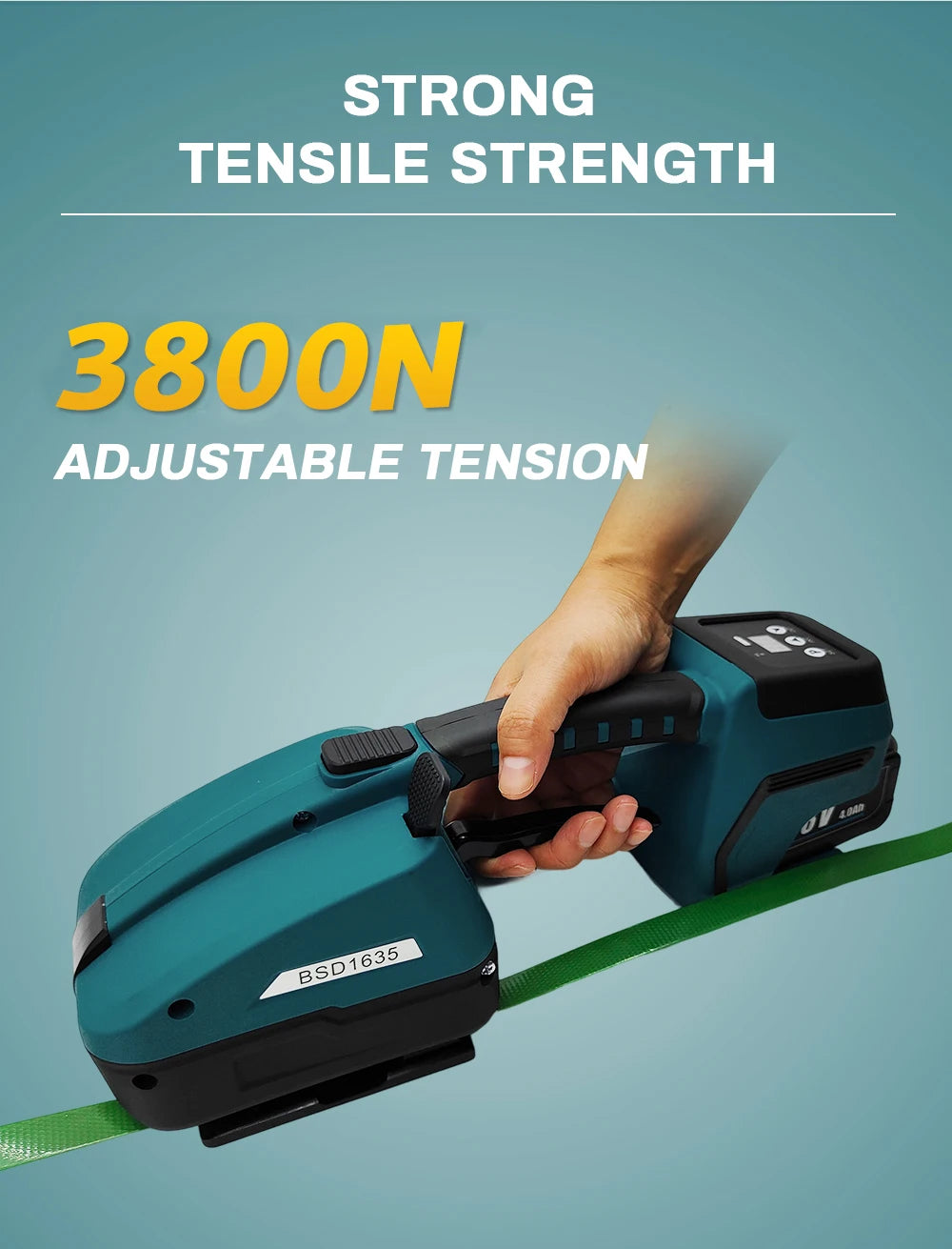 3800N Electric Strapping Machine 13-16mm PET PP Belt Handheld Tool 400W Friction Heat Welding Digital Display Industrial Banding