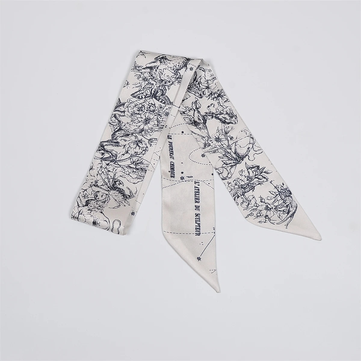 Tarot Constellation Silk Scarf for Women - Skinny Twill Neckerchief