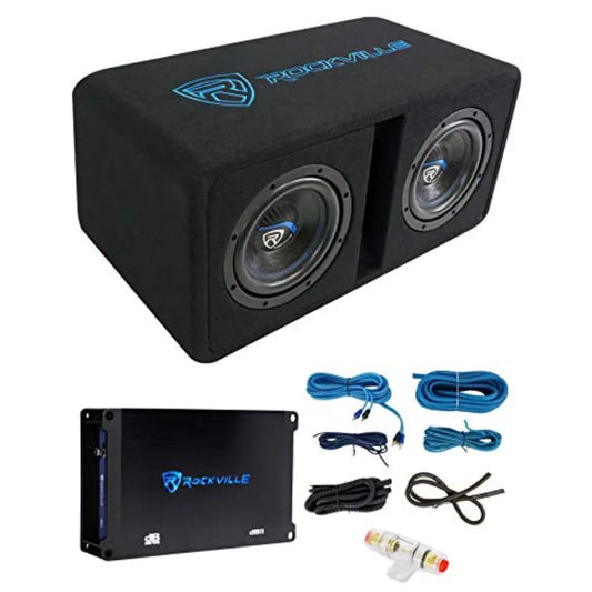 DK58 Package Dual 8" 1600W Loaded K5 Car Subwoofer Enclosure, DB11 Amp, 2 Ohm, Deep Bass, Compact Design, Easy Installation, fo