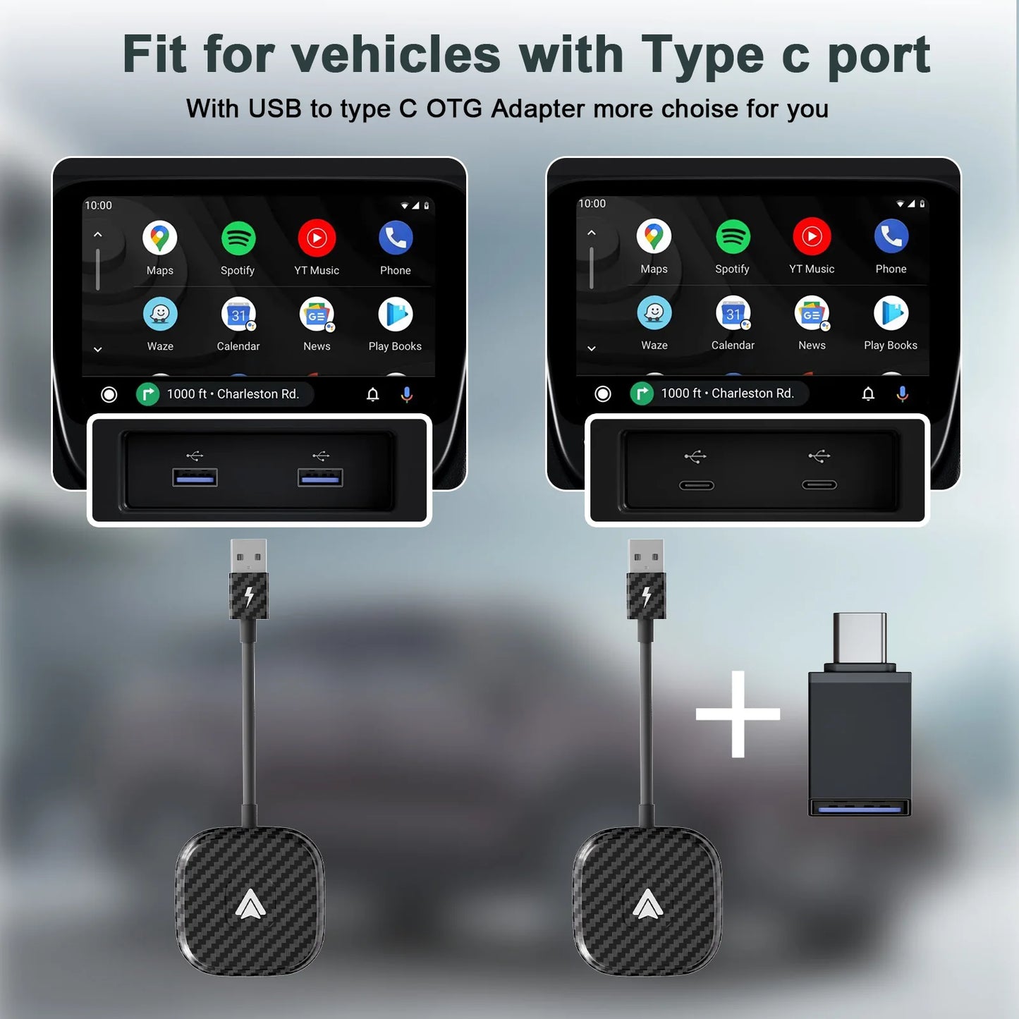 Wireless CarPlay & Android Auto Dongle — Converts Wired to Wireless, Plug and Play for iPhone & Android