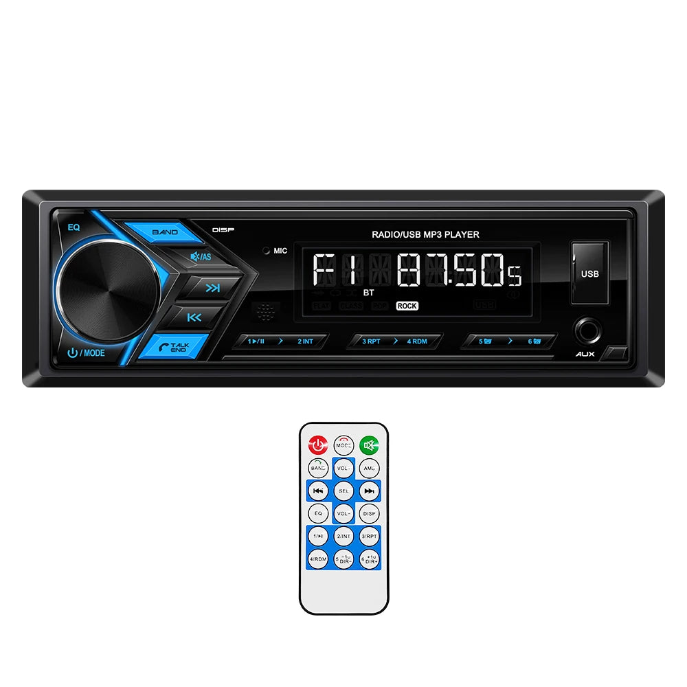 1-DIN Car MP3 Receiver — Detachable Panel, Bluetooth, USB/AUX, FM Radio, Remote Control