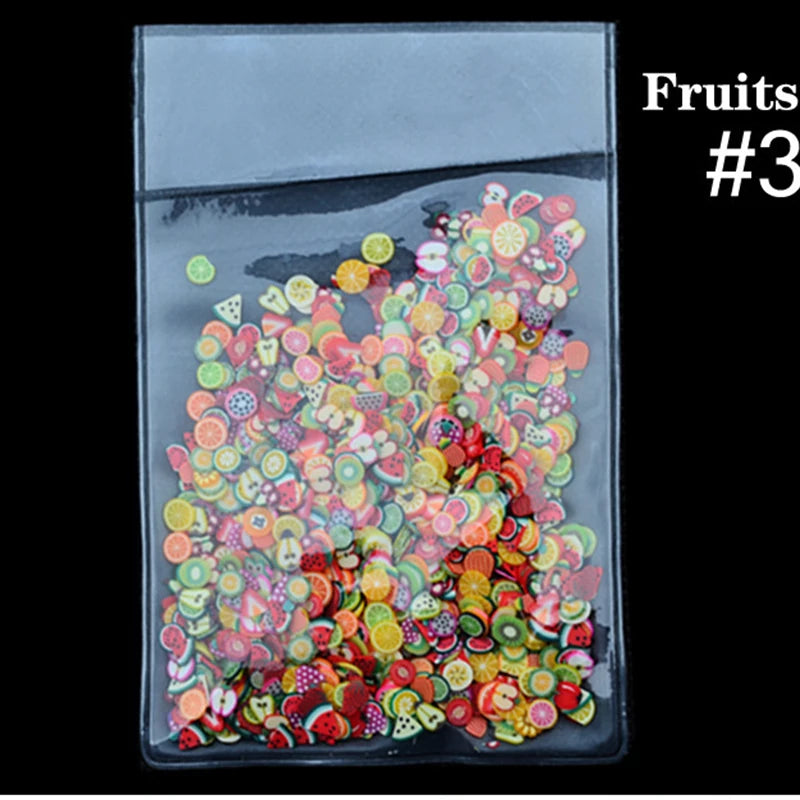 Soft pottery 1000pcs Fruit slices Filler For Nails Art Tips Slime Fruit For Kids Lizun DIY slime Accessories Supplies Decoration