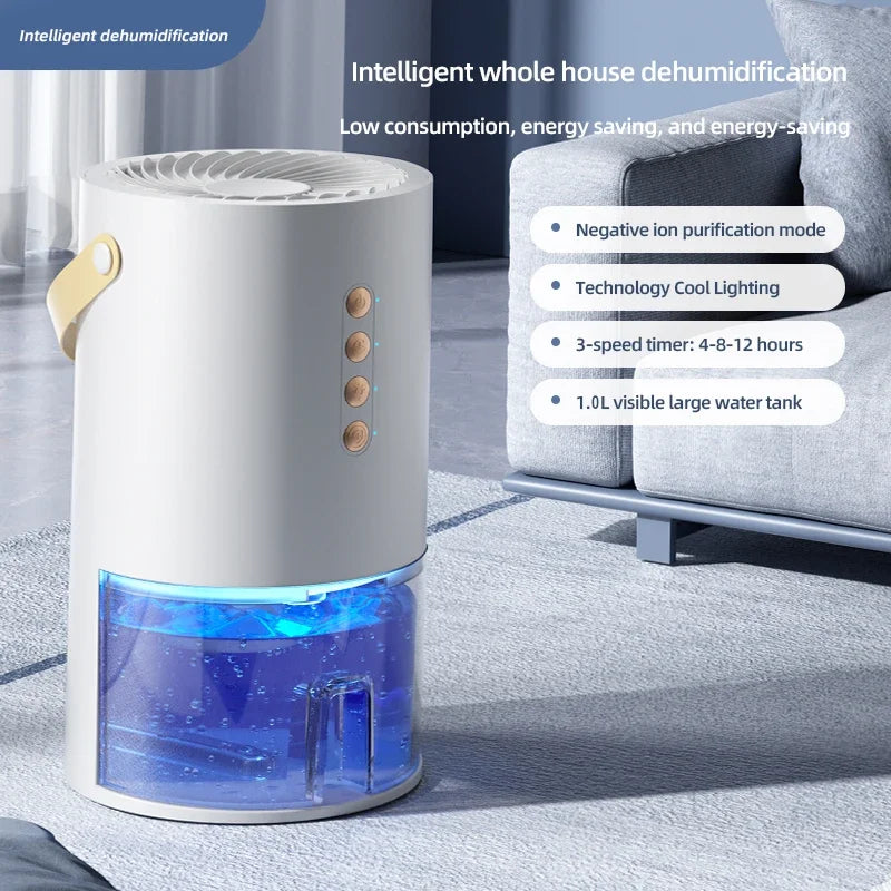 1000ml Dehumidifier Air Dryer for Home Office Negative ions Eliminate Damp Mold and Moisture Portable Air Dehumidifier EU US