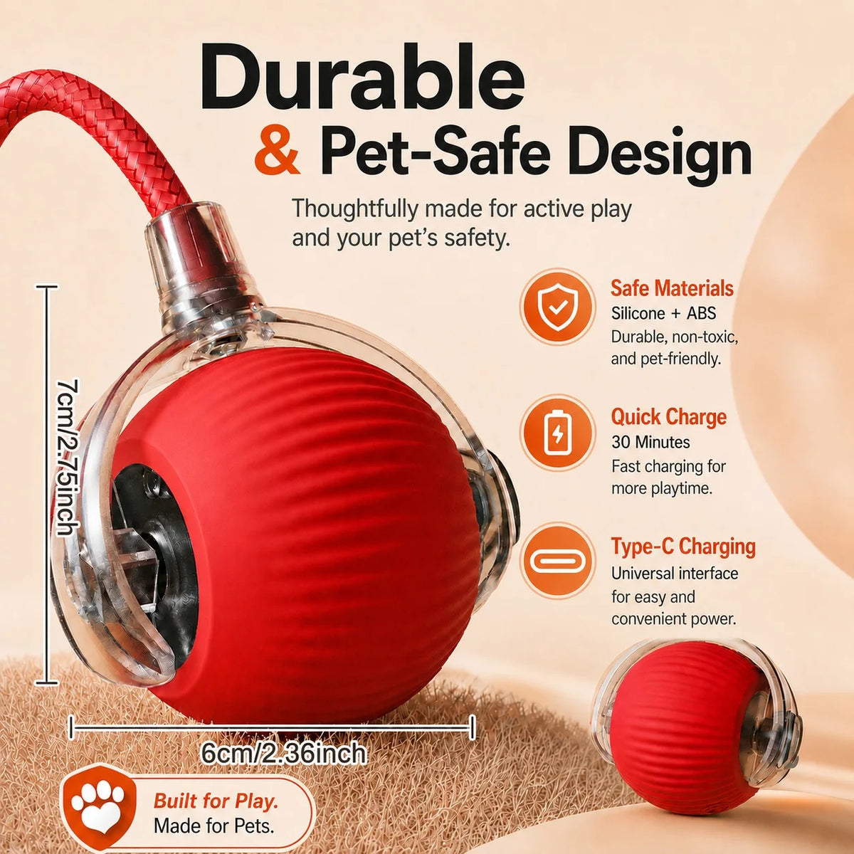 Rechargeable Rolling Cat Ball - Smart Interactive Toy – photo 6