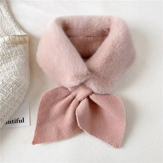 Women's Cross Strap Knit Neck Scarf - Soft Short Winter Scarf