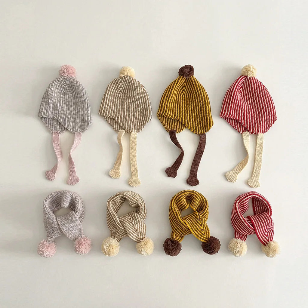 Kids Knit Hat and Scarf Set - Winter Neck Warmer Set 2-6T
