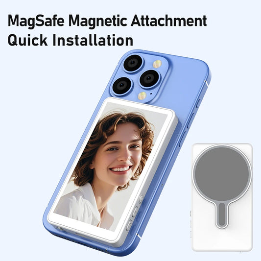 Smartphone Rear Camera Selfie Display Screen Wireless Wi-Fi Mirroring Magnetic Attachment for iOS Android Harmony OS