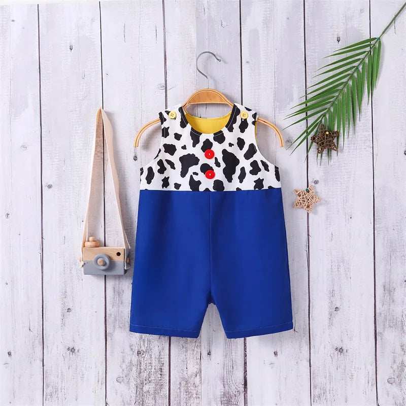 Toddler  Black and White Polka Dot Print Sleeveless Round Neck Baby Jumpsuit Newborn Romper Infant Bodysuit